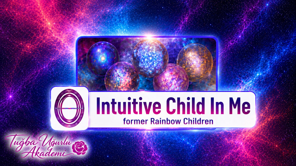 Intuitive Child In Me (İçimdeki Sezgisel Çocuk) seminer kapak görseli, renkli kozmik zemin