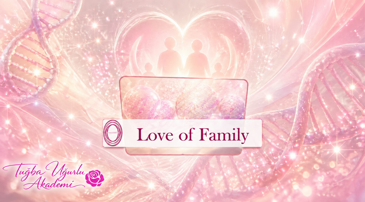 Love of Family (Aile Sevgisi) seminer kapak görseli, pembe tonlarda kalp motifi