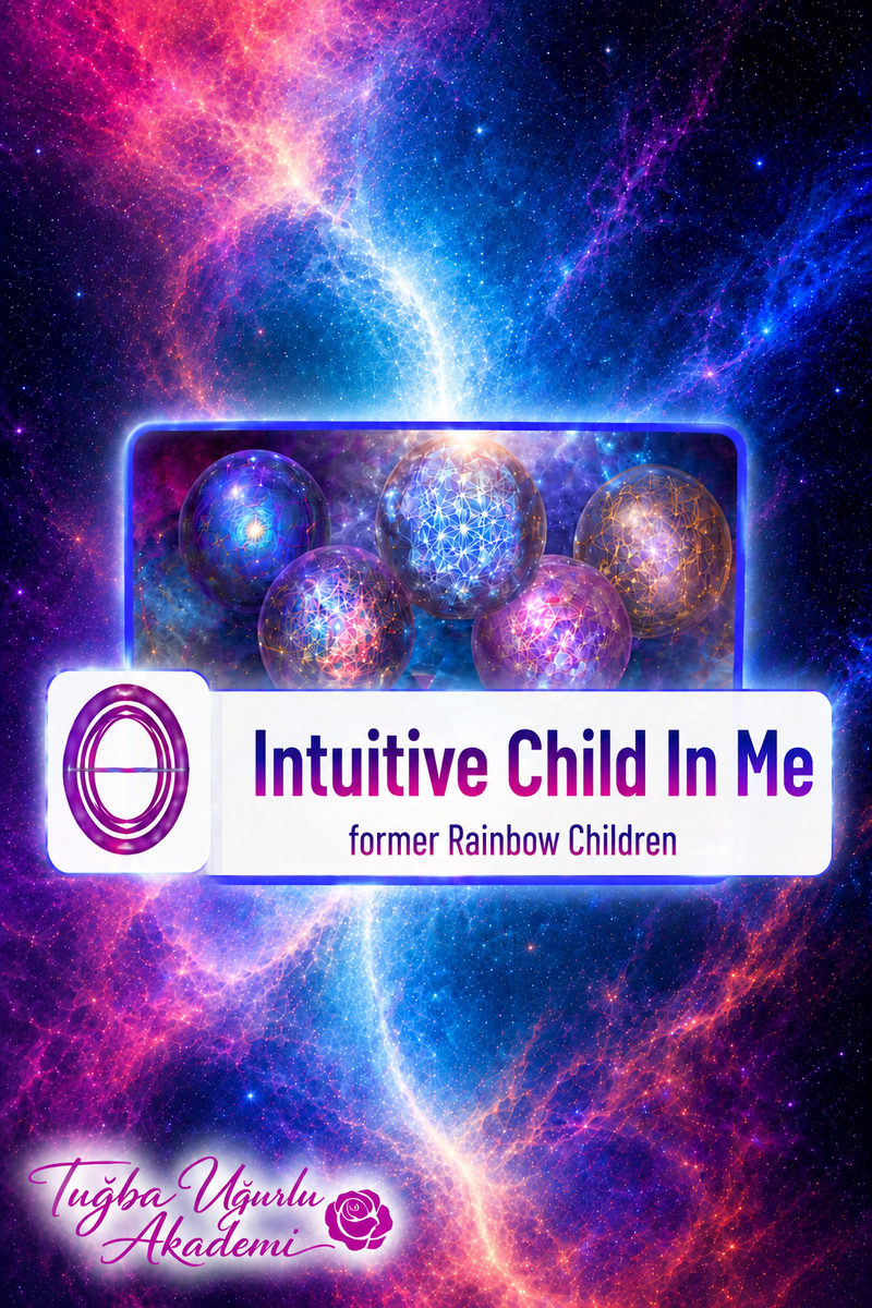 ThetaHealing Intuitive Child In Me seminer afişi: renkli kozmik ışıklar