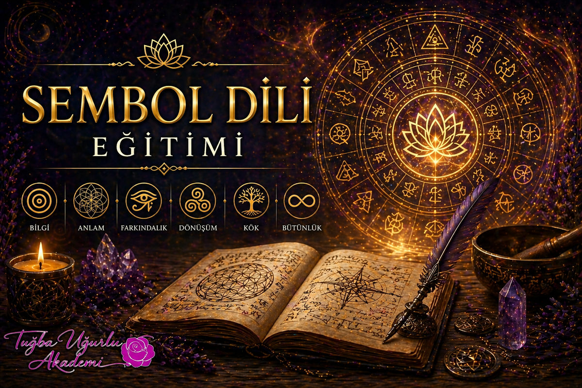Sembol Dili seminer kapak görseli: açık kitap ve altın semboller