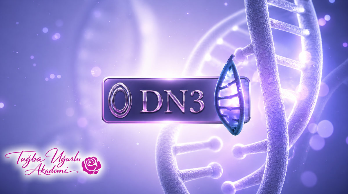 DNA 3 seminer kapak görseli, mor tonlarda DNA sarmalı
